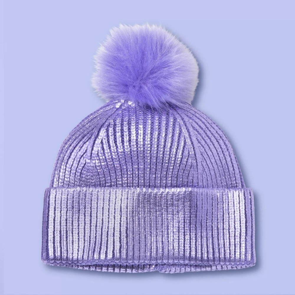 NWT More Than Magic Girls' Purple Beanie Hat